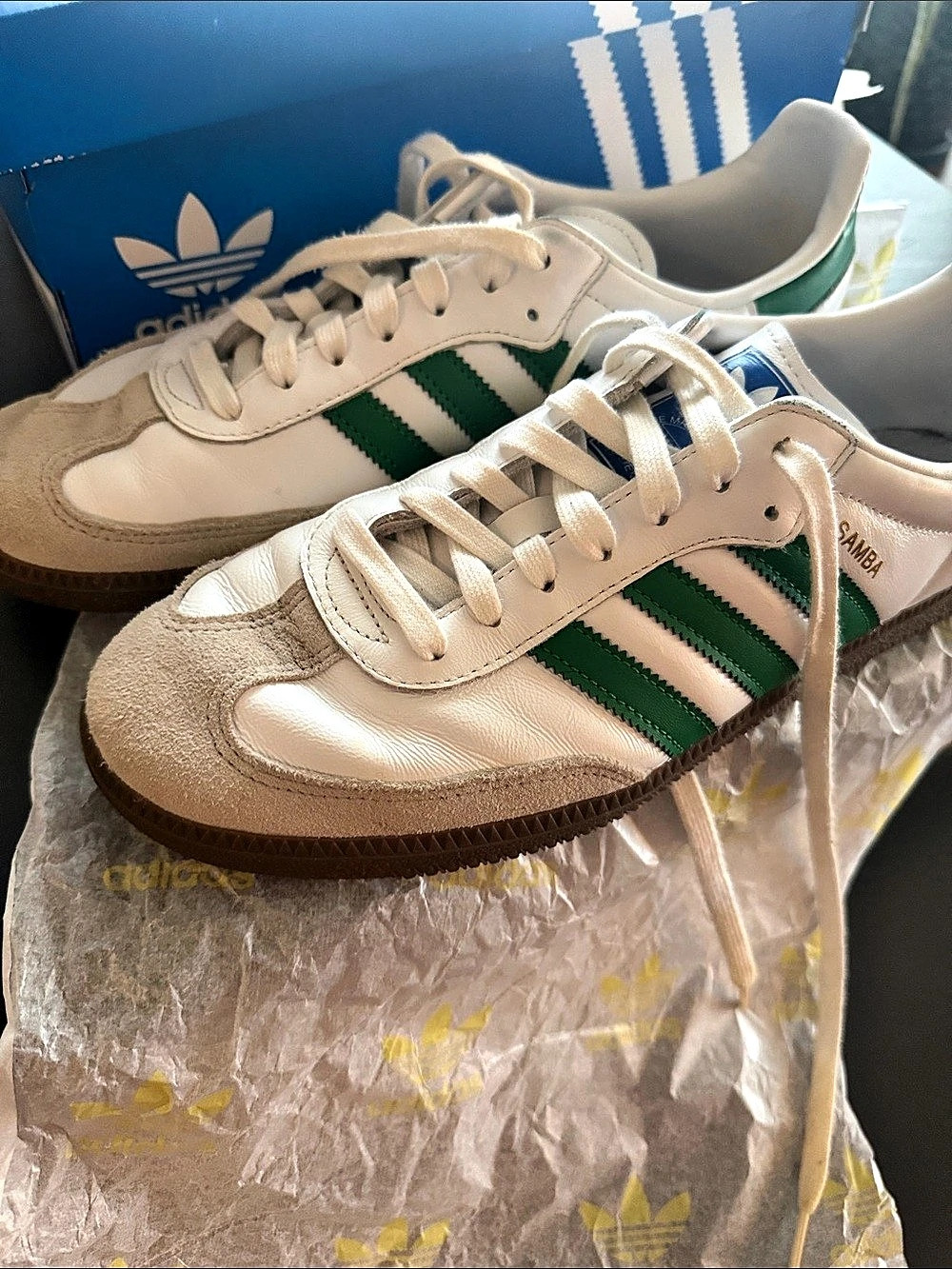 adidas Samba OG Sneakers in White & Green US 10